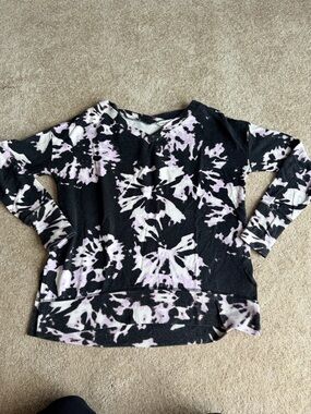 Athleta Black and Light Pink Tie-Dye Pullover Hoodie